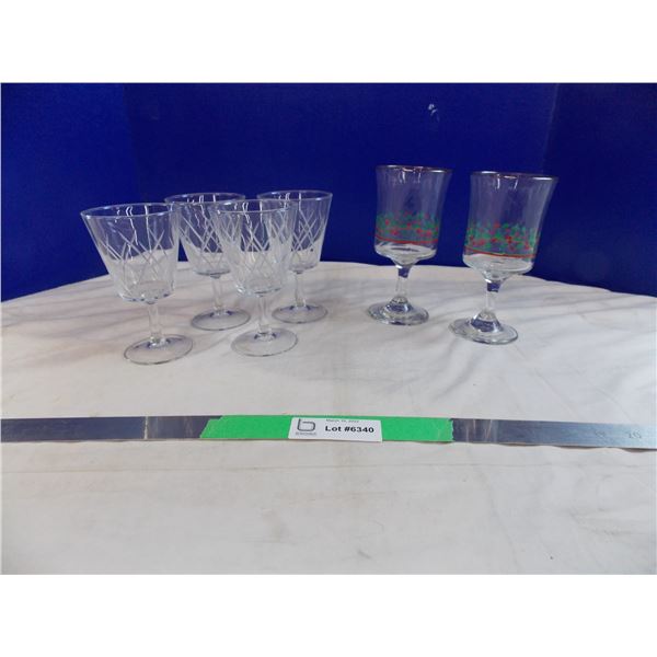 Wine glasses (4) + gold rim glasses (2)