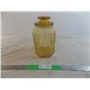 Vintage yellow glass cookie jar with lid