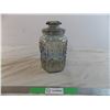 Vintage colored (carnival glass?) glass cookie jar with lid
