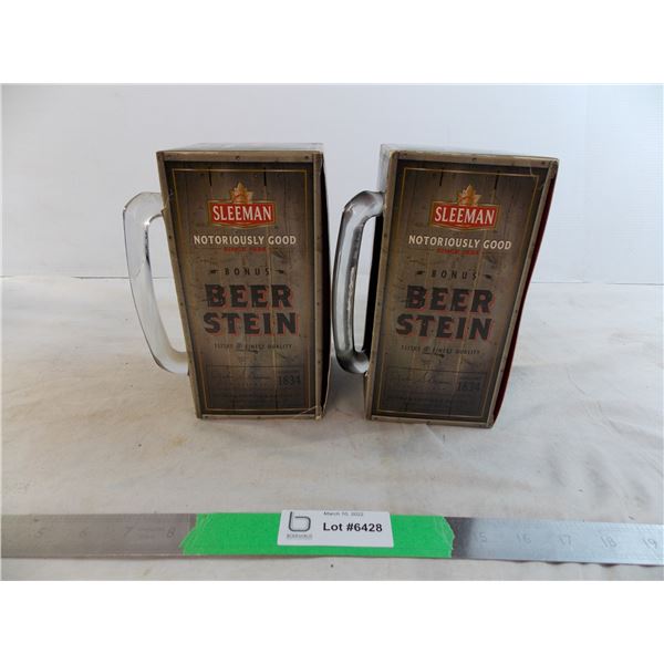 (2) Sleeman Beer Steins - 1litre