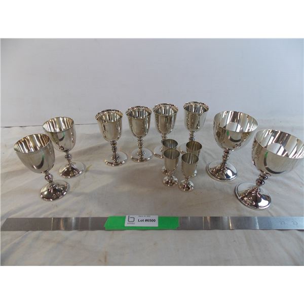 (10) HRM silver plated goblets (Canada) + (2) WM Rogers goblets (Italy)