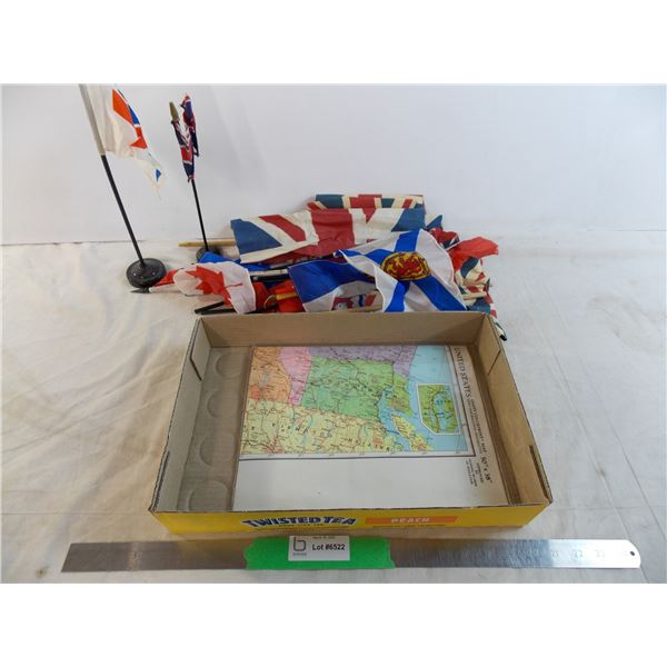 miniature world flags, map