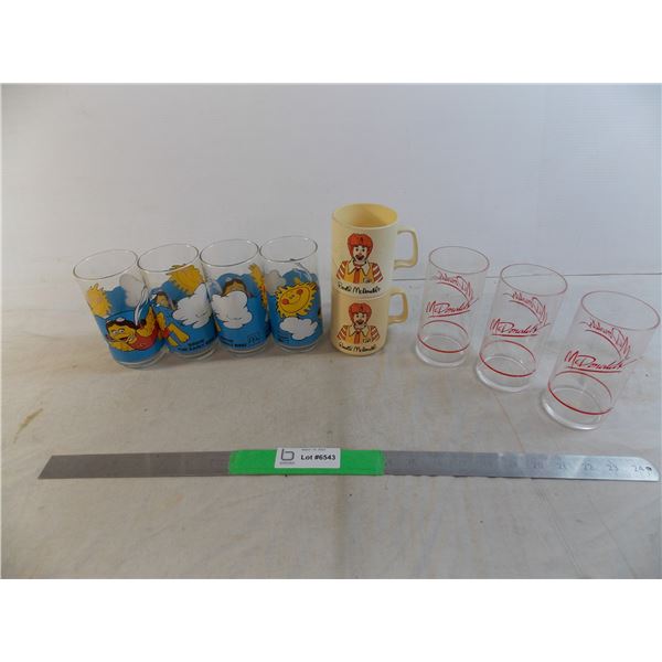 (4) Glass Birdie cups + (5) plastic mcdonalds cups