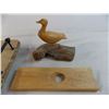 Image 2 : Wood Duck carving + wooding serving platter + misc wood item