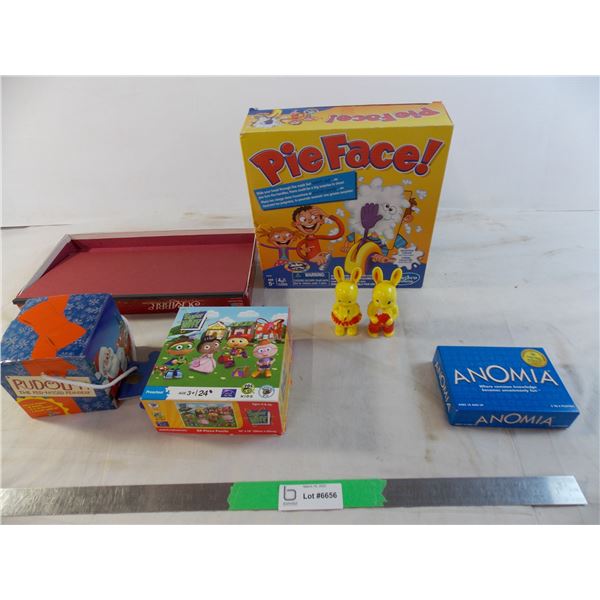 Reliable plastic bunny figures (made in canada) + misc games (no pieces for scrabble, other games us