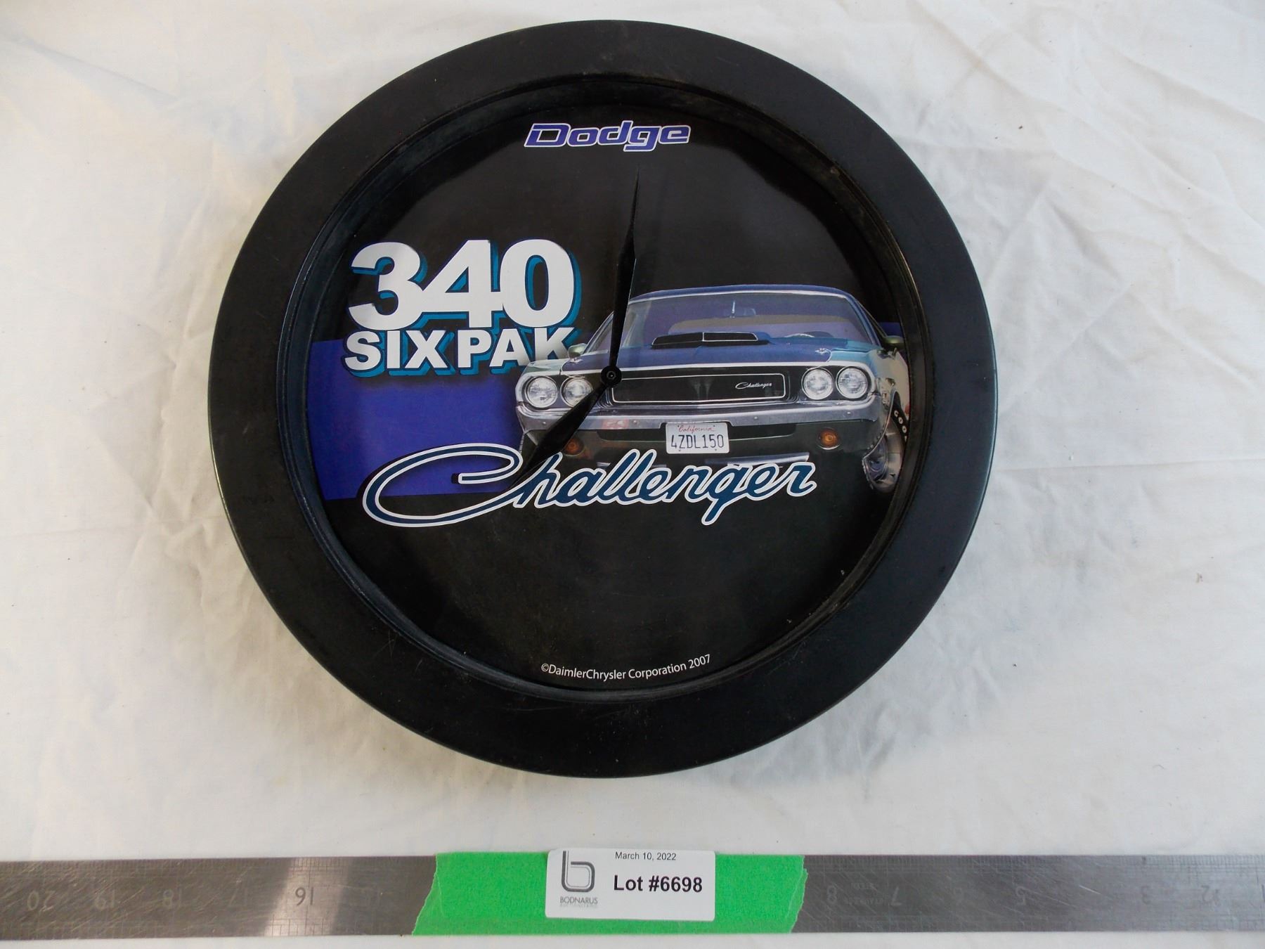 Challenger Clock Dodge Challenger Wall Clock 2007- working - Bodnarus Auctioneering