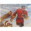 Image 3 : Mountee Snowshoeing with sled dogs - A. Friberg print in plastic frame - 29x21
