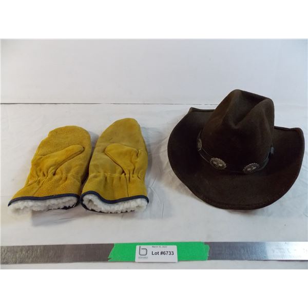 Lanning Cowboy Hat - size 57 + workhorse padded leather mittens