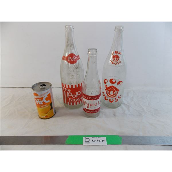 Pop House + Pop Shop large bottles with Wynola Cola + Hi-C can