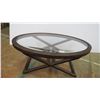 Image 1 : *Wood Oval Coffee table with glass insert - 48x28x19Tall