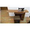 Image 1 : *Vintage Singer sewing machine with stool - cabinet + accessories