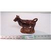 Image 1 : Bennington Vermont Cow Creamer ceramic - 1800's? - 6.5" long - tail repaired?