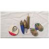 Image 2 : Bullet lighter, pencils, beaded mini moccasins, pinback