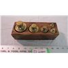 Image 1 : Solid Brass weights in wood holder