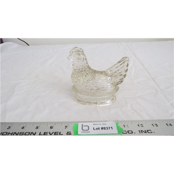 Clear glass chicken ornament candy dispenser