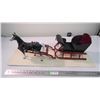 Image 1 : Toy Horse + Sleigh mounted on wood - 32" long
