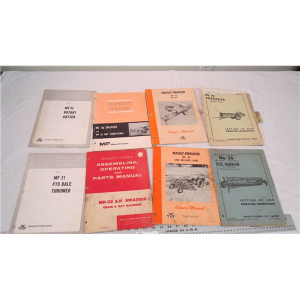 (8) Manuals - Massey, bale thrower, cutter, spreader, etc