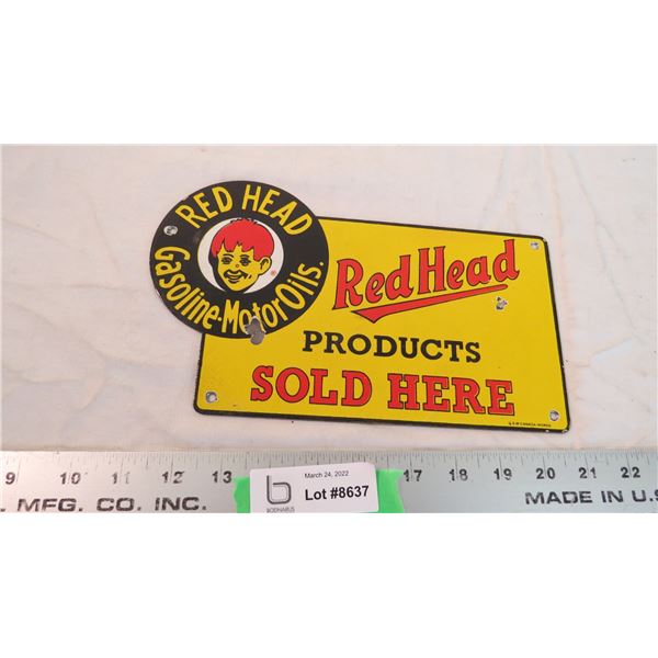 Red Head Motor Oils sign - 10 x6 