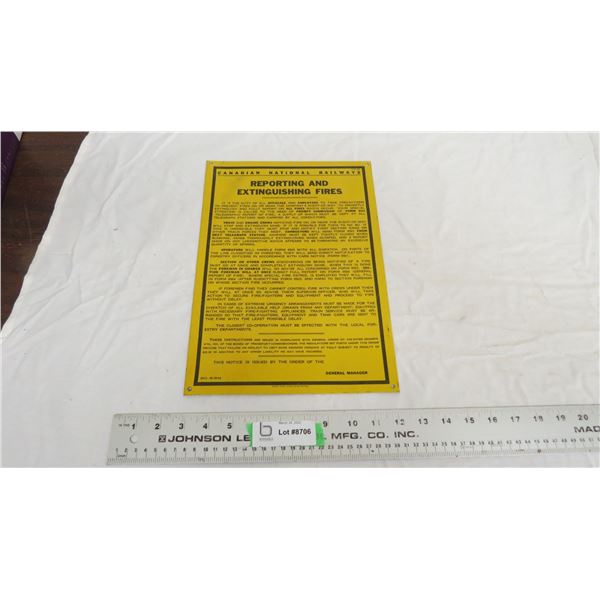 CNR tin sign - 9.25x13.25