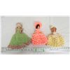 Image 1 : (3) vintage crocheted doll toilet paper holder