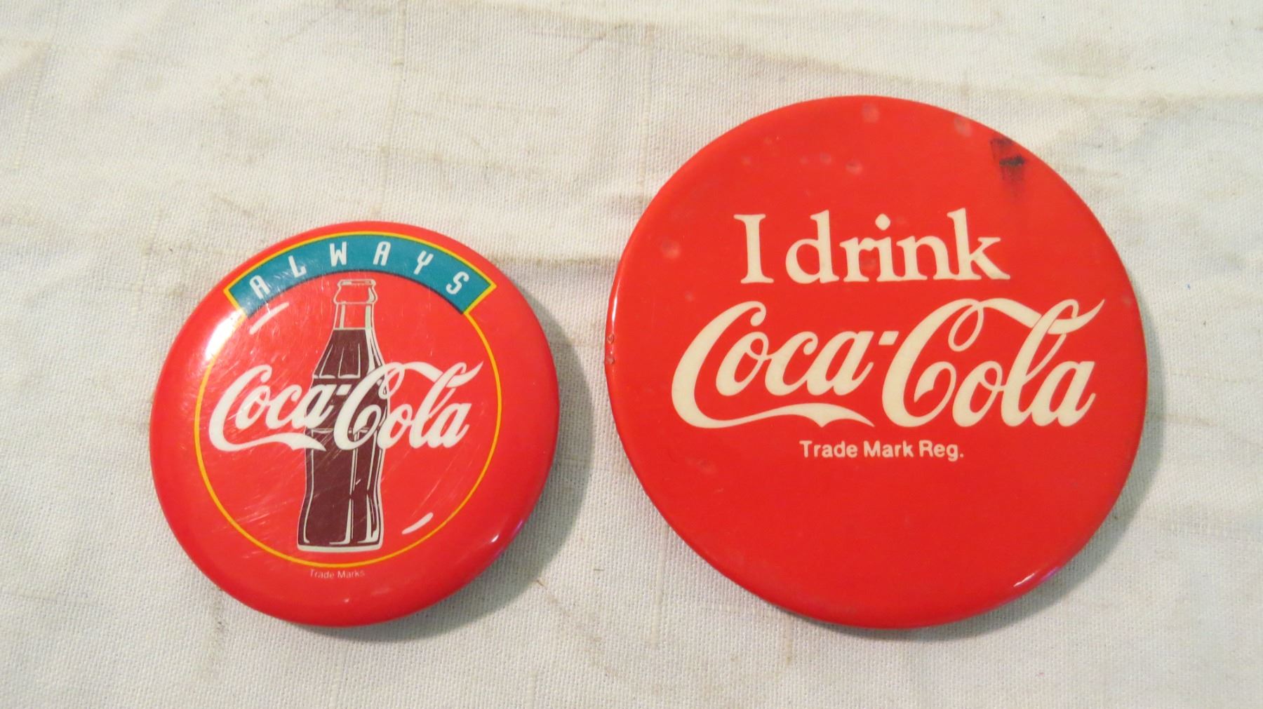(2) Coca cola buttons pins