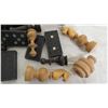 Image 3 : vintage wood turned chess pieces + dominoes