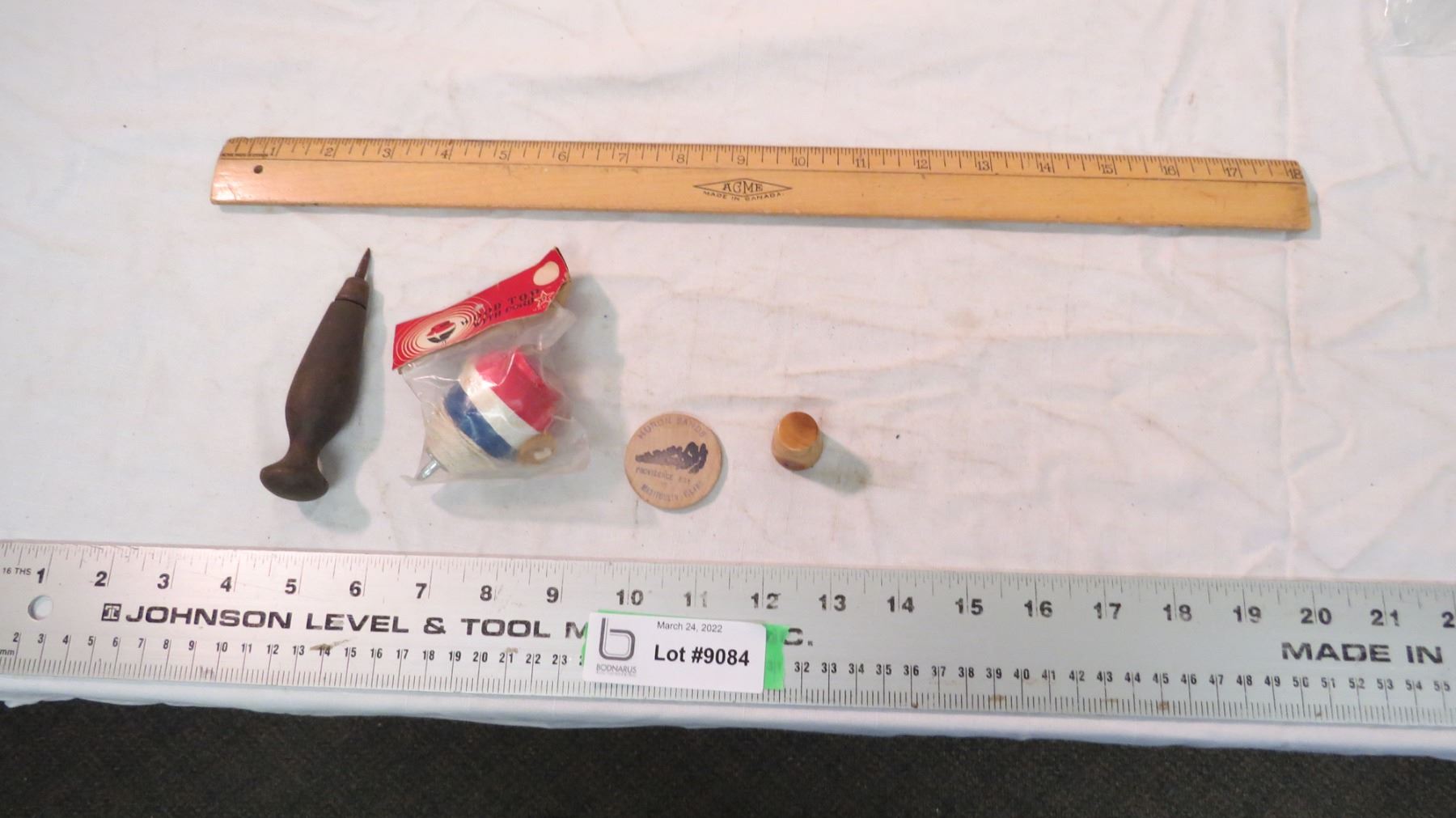 Nickel Ruler Wood top made in Japan - wooden nickel, ruler, thimble, awl - Bodnarus ...
