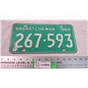 Image 1 : 1969 - Sask license plate