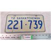 Image 1 : 1972 - Sask license plate
