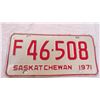 Image 2 : 1971 - Sask license plate