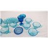 Image 3 : Lot of Blue Glass cups, plates, dishes