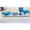 Image 4 : Lot of Blue Glass cups, plates, dishes