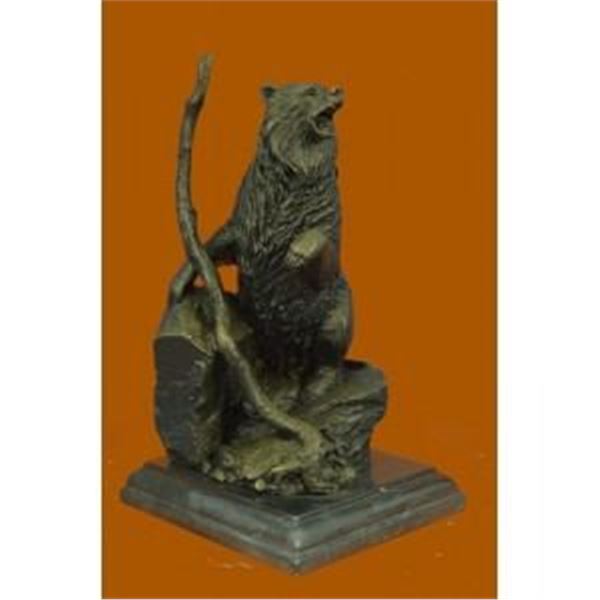 Bronze Bear with Marble Base