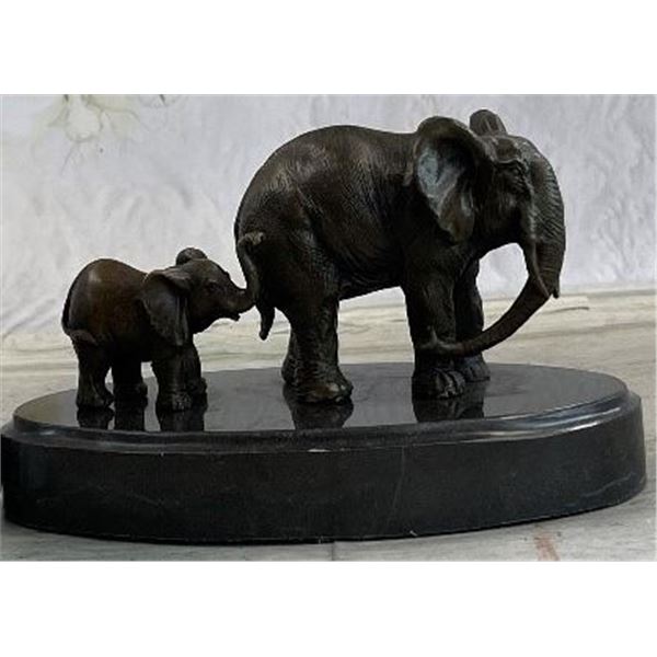Bronze Elephants on Marble Base
