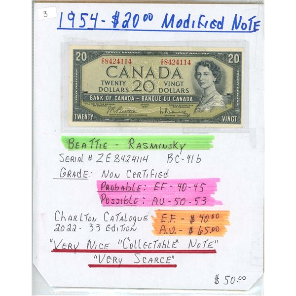 1954 $20 Modified Canada Note