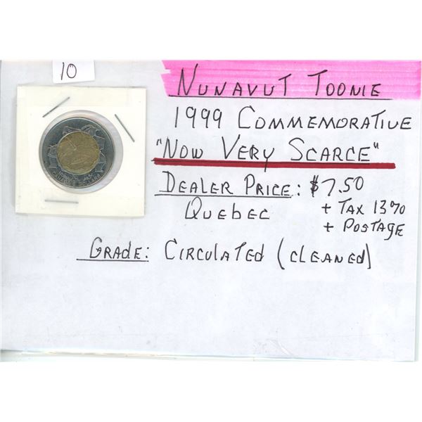 1999 Commemorative Nunavut Toonie (circulated)