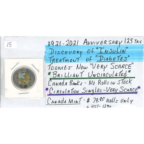 1921-2021 Toonie - 100yr Anniversary of Insulin Discovery UNC