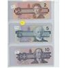 Image 1 : Canada Bank Notes - $2 1986, $5 1986, $10 1989, $20 1991, $50 1988, $100 1988