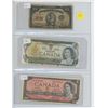 Image 1 : Canada Bank Notes - 25¢ Shinplaster 1923, $1 1973, $2 1954, $5 1937, $10 1971, $20 1991