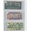 Image 3 : Canada Bank Notes - 25¢ Shinplaster 1923, $1 1973, $2 1954, $5 1937, $10 1971, $20 1991