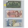 Image 1 : Canadian Bills - $1 1937, $2 1986, $5 2006, $10 1954, $20 1979, $50 1988