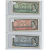 Image 1 : 3 Canada Bank Notes - $1 1954, $2 1954, $5 1954