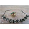Image 2 : Costume Jewelry - Green Stone Bracelet & Christmass Brooch