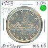 Image 1 : Canada 1953 Dollar .800 silver MS63