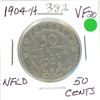 Image 1 : Newfoundland 50¢ 1904 H coin .925 silver VF20