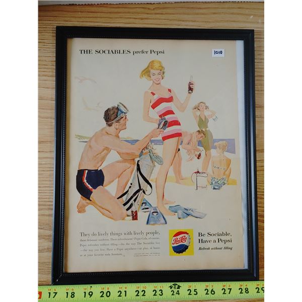 Vintage Advertising Pepsi Framed