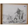 Image 2 : Cattle Branding Scene Penvil Print in Barn Board by Kim Kuttan-selbee 13 X 11