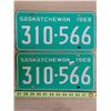 Image 3 : 2 1969 Saskatchewan Plate With Matching Waramps Tags