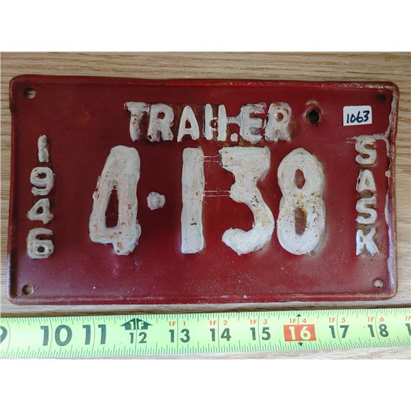 1946 Sask Trailer Plate