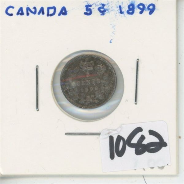 1899 Canada 5 Cent Silver Coin
